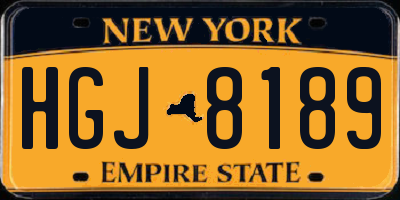 NY license plate HGJ8189