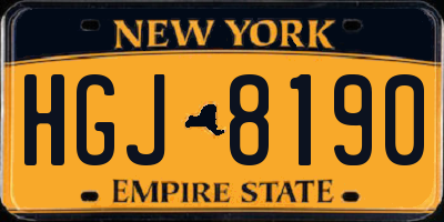 NY license plate HGJ8190