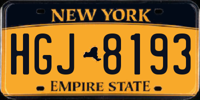 NY license plate HGJ8193