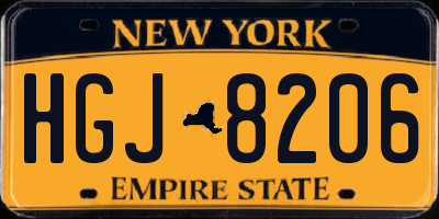 NY license plate HGJ8206