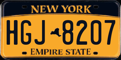 NY license plate HGJ8207