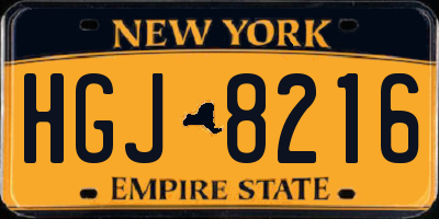 NY license plate HGJ8216