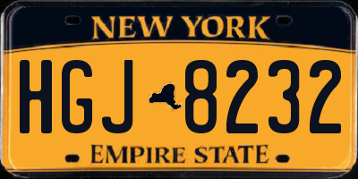NY license plate HGJ8232