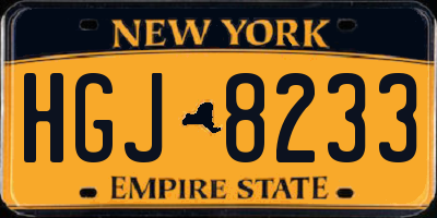 NY license plate HGJ8233