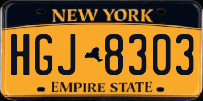 NY license plate HGJ8303