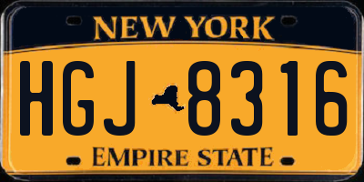 NY license plate HGJ8316