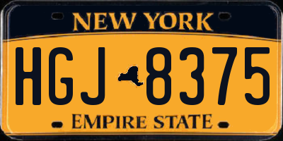 NY license plate HGJ8375