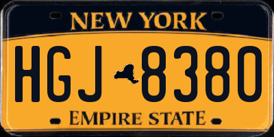 NY license plate HGJ8380