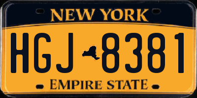 NY license plate HGJ8381