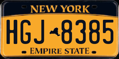 NY license plate HGJ8385