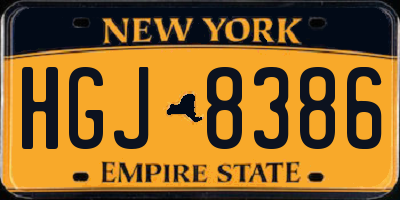 NY license plate HGJ8386