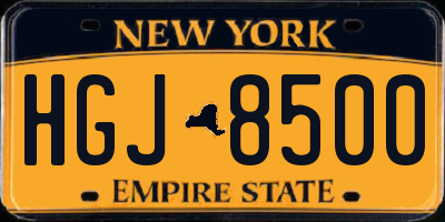 NY license plate HGJ8500