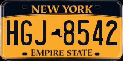 NY license plate HGJ8542