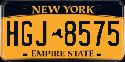 NY license plate HGJ8575