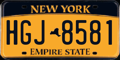 NY license plate HGJ8581