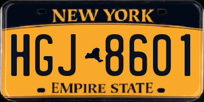 NY license plate HGJ8601