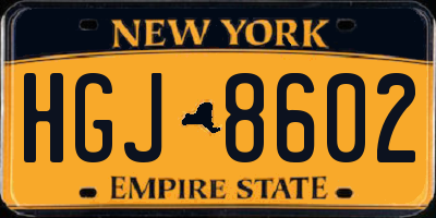 NY license plate HGJ8602