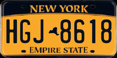 NY license plate HGJ8618