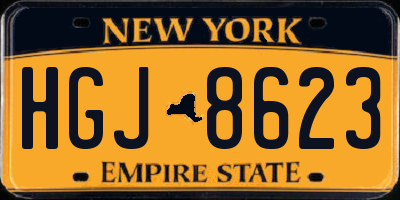 NY license plate HGJ8623
