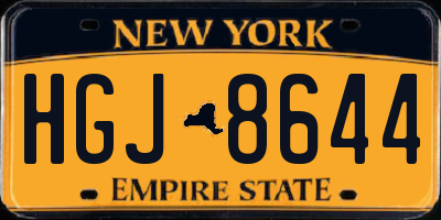 NY license plate HGJ8644