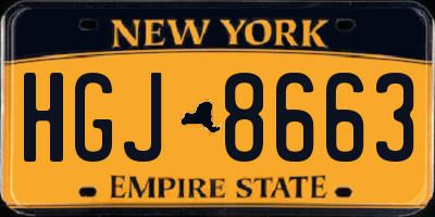 NY license plate HGJ8663