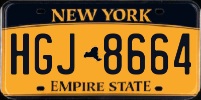 NY license plate HGJ8664
