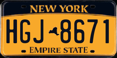 NY license plate HGJ8671