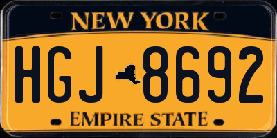 NY license plate HGJ8692