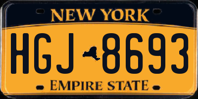 NY license plate HGJ8693