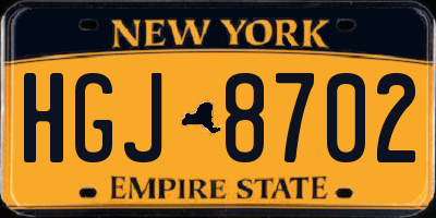 NY license plate HGJ8702