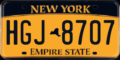 NY license plate HGJ8707