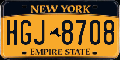 NY license plate HGJ8708