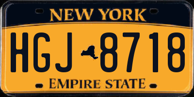 NY license plate HGJ8718