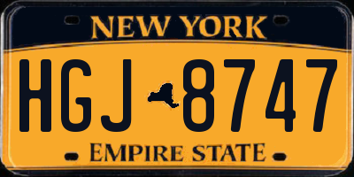 NY license plate HGJ8747