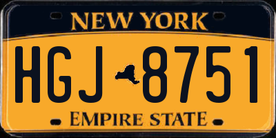 NY license plate HGJ8751