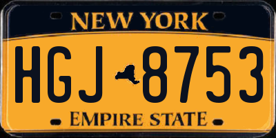 NY license plate HGJ8753