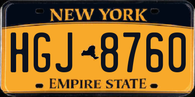 NY license plate HGJ8760