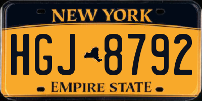 NY license plate HGJ8792