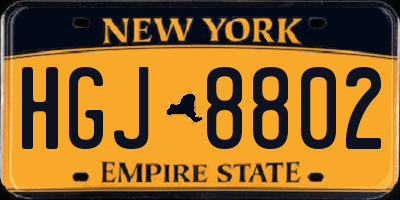 NY license plate HGJ8802