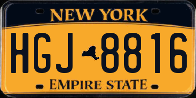 NY license plate HGJ8816
