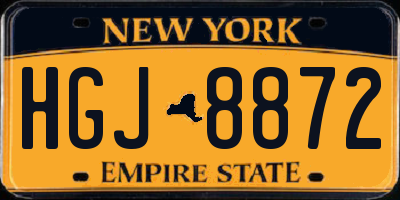 NY license plate HGJ8872