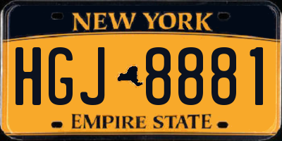 NY license plate HGJ8881