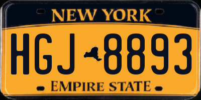 NY license plate HGJ8893