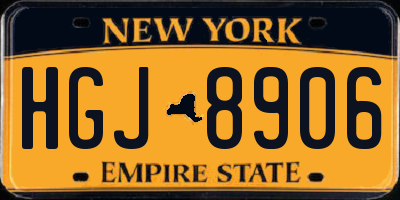 NY license plate HGJ8906