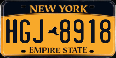 NY license plate HGJ8918