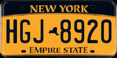 NY license plate HGJ8920