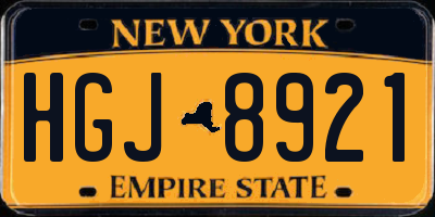 NY license plate HGJ8921