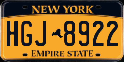 NY license plate HGJ8922