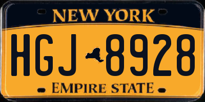 NY license plate HGJ8928