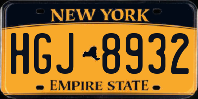 NY license plate HGJ8932